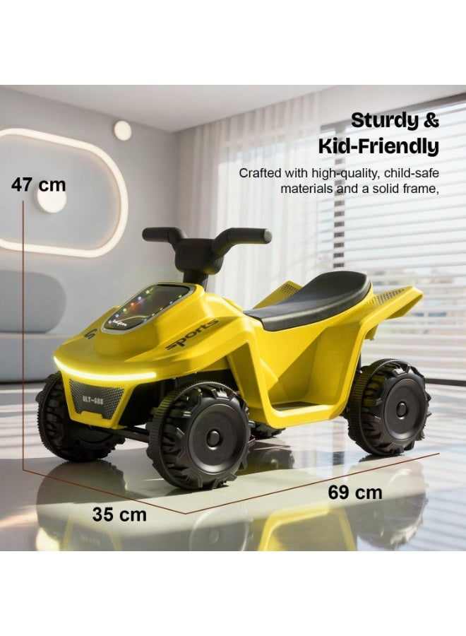 بيبي دراجة أطفال Giddy ATV تعمل بالبطارية | لعبة ركوب كهربائية قابلة لإعادة الشحن مع إضاءة ومنفذ USB وموسيقى | دراجة شاطئية كبيرة للأولاد والبنات من عمر 2 إلى 5 سنوات - Image 5